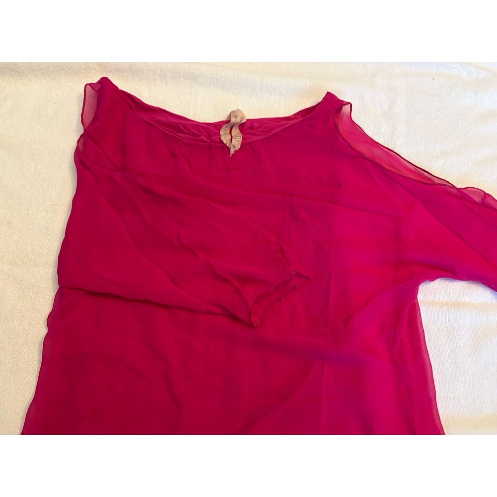 Bailey 44 Women's Cold Shoulder Top Lined Sheer Blouse SZ: L Pink Silk